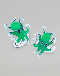 N20MW Jan Leslie Octopus Cuff Links, Neon Green