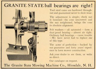  Ad Granite State Mowing Machine Co Hinsdale NH   ORIGINAL ADVERTISING