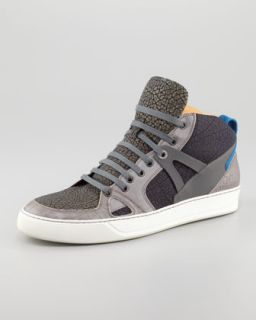 N21HN Lanvin Textured Colorblock Hi Top Sneaker