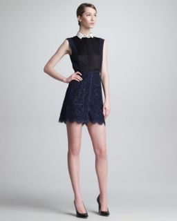 B23E2 Jason Wu Lace Combo Illusion Shirtdress, Navy/Black