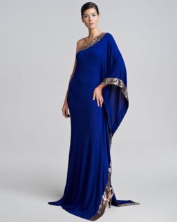 B22EB Roberto Cavalli One Shoulder Sequined Gown