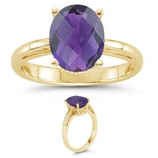  Amethyst Solitaire Ring in 14K Yellow Gold 6.5 Jewelry 