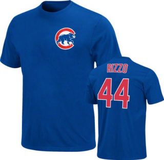  Rizzo Chicago Cubs Name and Number Blue T Shirt by Majestic Clothing