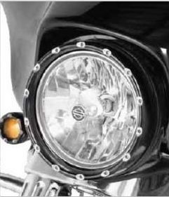 Arlen Ness Black Fire Ring Headlight Bezel 7 White LED 08 405 FLHX