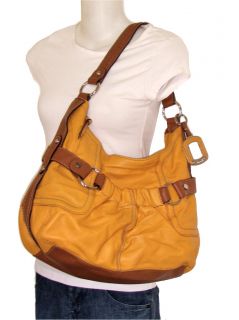 New Tignanello Soft Casual Yellow Leather Hobo Bag