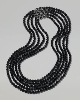 Elizabeth Showers Multi Strand Onyx Bead Necklace   