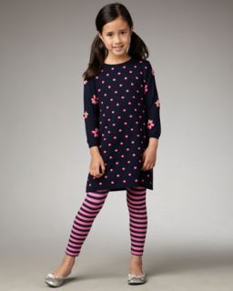 Florence Eiseman Dot Sweater Dress with Flowers & Striped Leggings