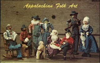  Mountains Hand Made Dolls Hillbilly Folk Art Old Postcard
