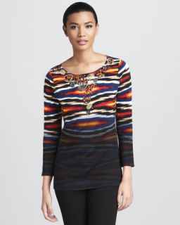 Beaded Horizon Print Sweater, Womens