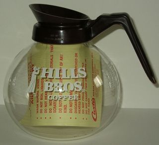 Vintage Hills Bros Coffee Pot Carafe Decanter Schott Glass Mint w Tag