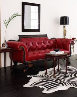 Red Tufted Leather Sofa & Loveseat   
