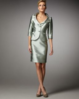 Kay Unger New York Shantung Ruffle Pocket Jacket & Sheath Dress