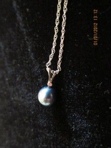 NA HOKU 14K White Gold Akoya Pearl Pendant & Diamond Necklace