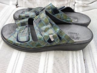 helle romus checkered patent leather sandals nwob sz 40