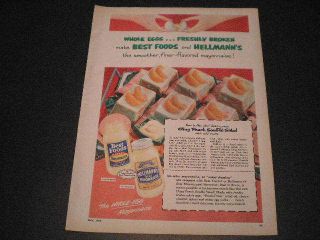 1953 Hellmans Best Foods Mayonnaise Vintage Ad