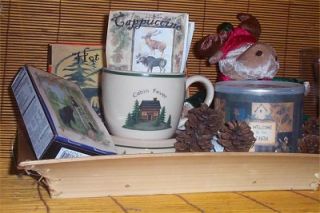 Lodge Cabin Chocolate Warmer Candy Mug Nuts Gift Basket