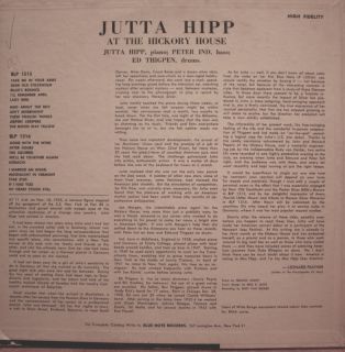 Jutta Hipp at The Hickory House LP Blue Note BLP 1515 DG Flat Edge