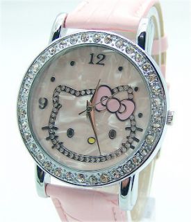 Hello Kitty Watch Good Quality Crystal Pink  USA Seller