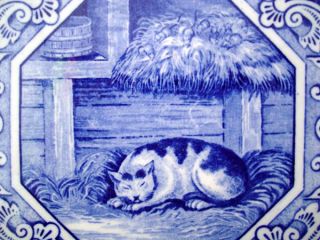 Minton Hollins Tile Aesop Fables ~ Mice Belling the Cat 1870 Transfer
