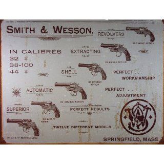 Smith & Wesson Tin Metal Sign  S&W Revolver Calibres