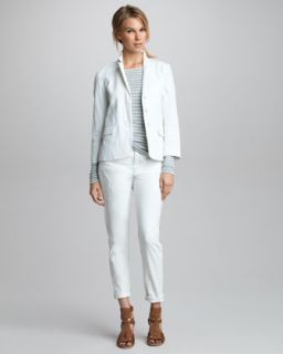 Vince Twill Blazer, Striped Double Layer Tee & Cuffed Relaxed Jeans