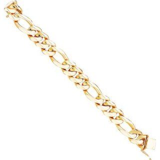 14 karat gold Heavy Figaro Chain Bracelet 8.25 Jewelry 