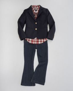 3W0X Ralph Lauren Childrenswear Doeskin Blazer, Tartan Puff Sleeve