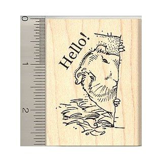 Hello Guinea Pig Rubber Stamp   Wood Mounted Arts, Crafts