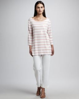 Joan Vass Sequined Striped Tunic & Slim Ankle Pants, Classic   Neiman