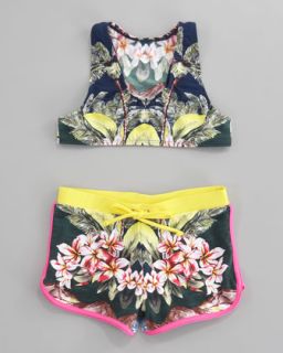 Z0XV1 Stella McCartney Lana Floral Two Piece Board Shorts Swimsuit