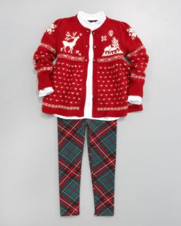 Ralph Lauren Childrenswear Reindeer Cardigan, Tuxedo Shirt & Plaid