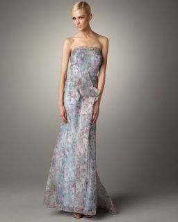 Carolina Herrera Floral Print Organza Gown   