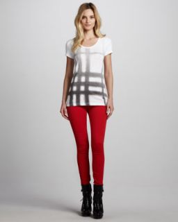 Burberry Brit Ombre Exploded Check Tee & Skinny Brushed Twill Pants