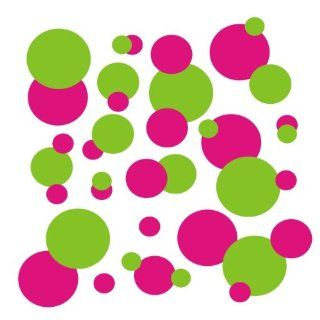 set of 106 Hot Pink and Lime Green polka dots Vinyl wall