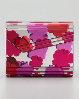 V1E57 Jimmy Choo Candy Floral Design Inlay Clutch Bag, Pink