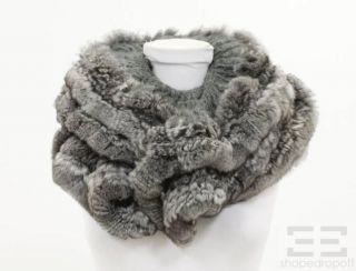 Hockley Grey Wool Open Knit Chinchilla Fur Scarf