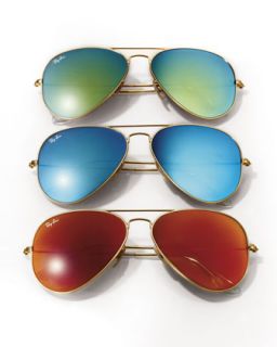 Ray Ban Aviator Sunglasses with Flash Lenses   