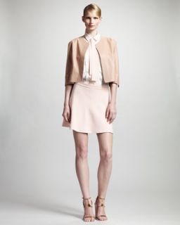 46XU Chloe Agneau Jacket, Sleeveless Pleated Blouse & A Line Skirt