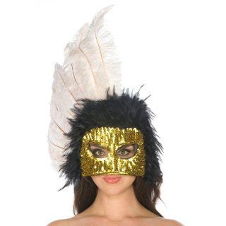 20 Inch X 18 Inch Feathered Headdress Mask (As Shown;One