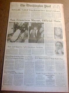  newspaper Early GAY ACTIVIST HARVEY MILK Murdered in San Francisco