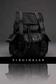 VB Homme Chrome Studded Black Leather Backpack 1QU