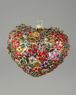 Jay Strongwater Blossom Heart Glass Christmas Ornament   Neiman