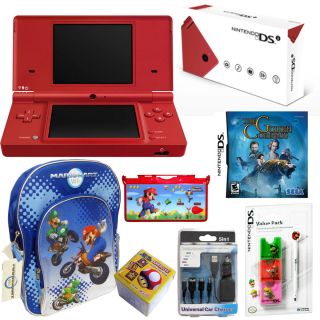  DSi Matte Red Handheld System Games Accessories Holiday Bundle