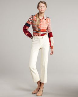 Tory Burch Angelique Mixed Print Blouse & Cropped Sylvie Pants