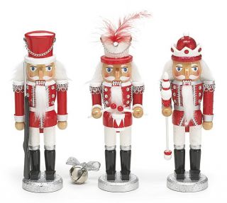 Burton 8 Red White Wooden Christmas Nutcracker Soldier Set of 3