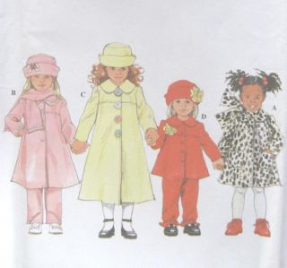 Childs Coat Jacket Pants Hat Scarf Sewing Pattern Yoke Rosettes 4833