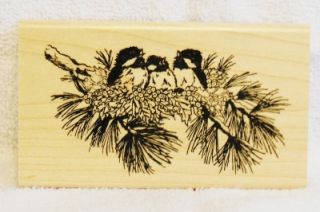 Blue Ridge Impressions Rubber Stamp Christmas Wintertime Birdies Holly