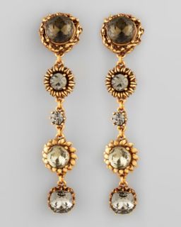 J6185 Oscar de la Renta Five Stone Floral Drop Earrings, Black