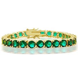 Bling Jewelry Gold Plated CZ Green Emerald Color Tennis