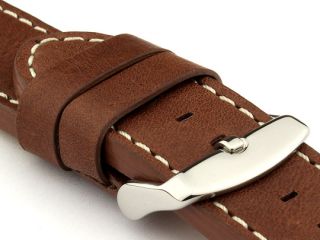 22mm Dark Brown/White   HAVANA Genuine Leather Watch Strap / Band